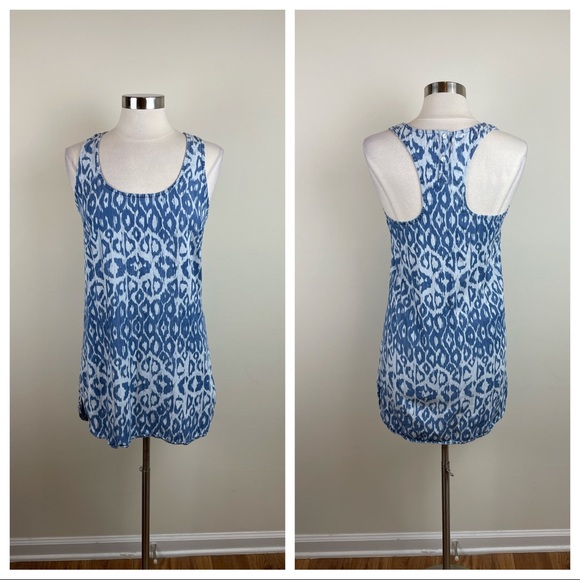 Cloth & Stone Blue Geometric Denim Tunic Dress Top Women Small - Picture 1 of 8